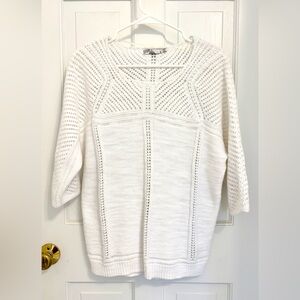 PRANA White Knit Crochet Top Getup Sweater Size Small